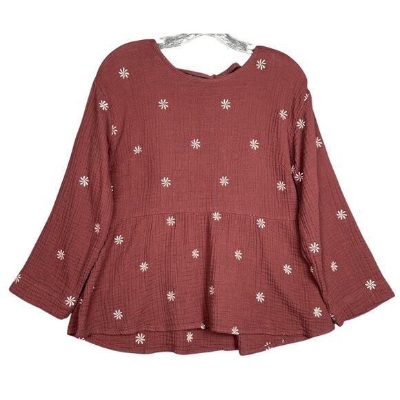 Madewell Womens Gauze Embroidered Peplum Top Small Peasant Cottage Boho Festival - Picture 2 of 12